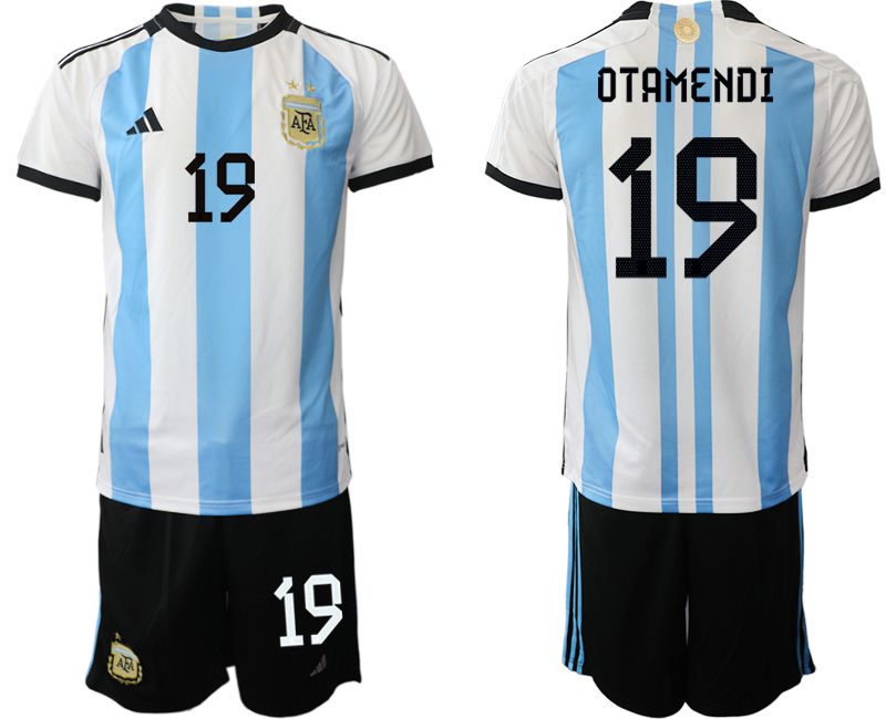 Men 2022 World Cup National Team Argentina home white #19 Soccer Jerseys1